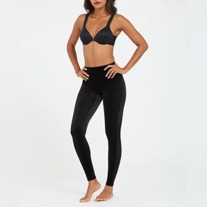 Spanx Luxe Black Velvet High-Rise Shaping Leggings Size M Sculpting Pull-Ons